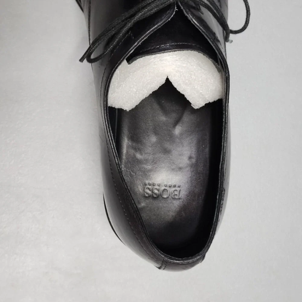HUGO BOSS Oxford Dress Shoes Mens US 10.5 Black Leather Square Toe Lace‎ Up EUC